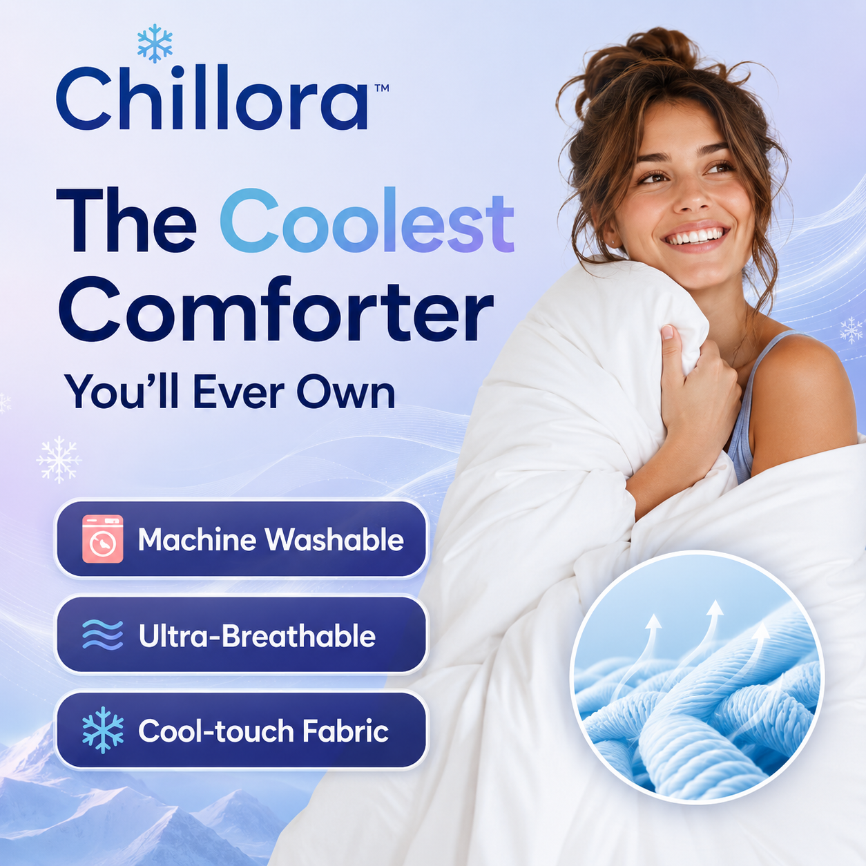 Breathable Chillora fill with air circulation channels